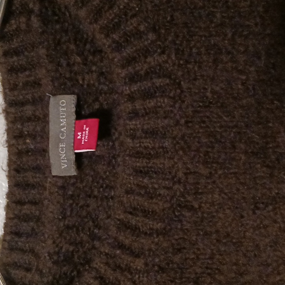 Vince Camuto Brown and Tan Crew Neck Sweater Warm Soft Cozy - Picture 2 of 5